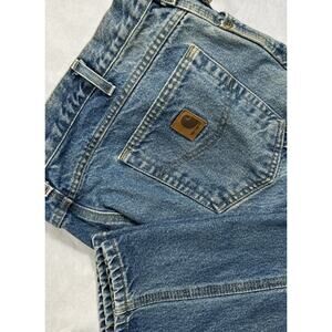 VTG Carhartt Denim Jeans Men 35 x32 Medium Wash Wear B17 DST Carpenter Y2K